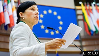 EU:s justitiekommissionär Věra Jourová, en tjeckisk liberal, under torsdagens debatt i EU-parlamentet