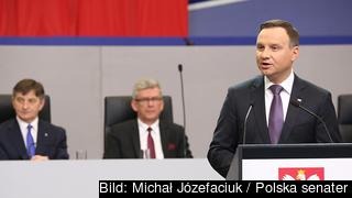 I torsdagens omröstning godkände underhuset det polska parlamentet president Andrzej Dudas lagförslag om att ersätta den olagliga disciplinnämnden med ett nytt organ. Nu går frågan till överhuset för slutligt beslut. Arkivbild. 