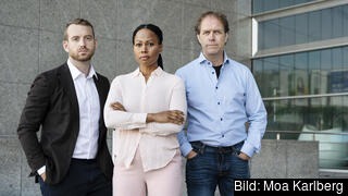 Miljöpartiets EU-parlamentariker Jakop Dalunde, Alice Bah Kuhnke och Pär Holmgren
