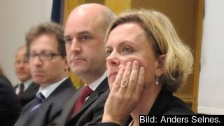 Katarina Areskoug i EU-nämnden tillsammans med förre statsministern Fredrik Reinfeldt. Arkivbild.