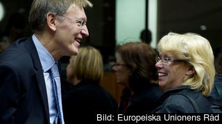 EU:s miljökommissionär Janez Potočnik och miljöminister Lena Ek (C). Arkivbild.