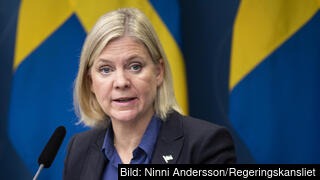 Avgående statsminister Magdalena Andersson (S) informerade på onsdagen EU-nämnden om regegeringens ståndpunkter inför fredagens EU-toppmöte. Arkivbild. 