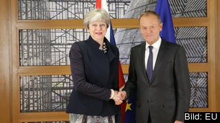 Storbritanniens premiärminister Theresa May och Europeiska rådetsordförande Donald Tusk. Bilden är en arkivbild