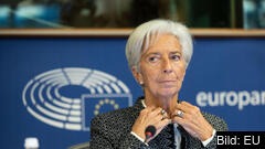 Europeiska centralbankens chef Christine Lagarde under måndagens utfrågning i EU-parlamentet. 