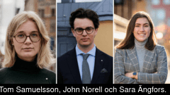 Linnea Dubois,  Johannes Nathell och Clara Falkenek från Fria Moderata Studentförbundet efterlyser en mer proaktiv EU-hållning från regeringen.